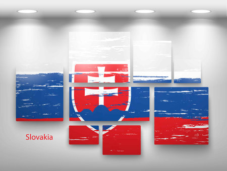 flag paint in gallery. Vector illustrationのイラスト素材