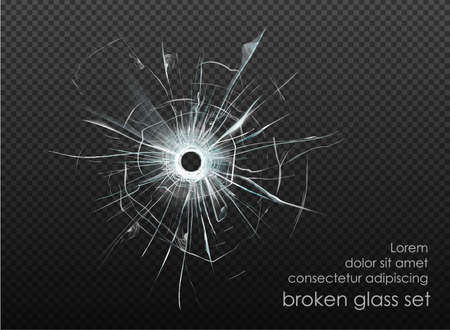 hole broken glass on transparent background. Vector illustrationのイラスト素材