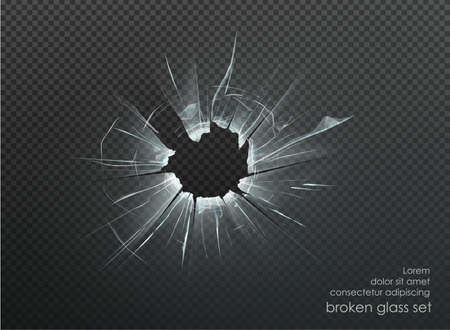 hole broken glass on transparent backgroundのイラスト素材