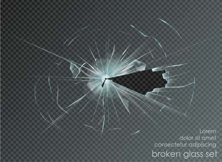 hole broken glass on transparent backgroundのイラスト素材