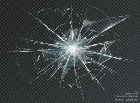 hole broken glass on transparent backgroundの写真素材