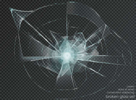 hole broken glass on transparent backgroundの写真素材