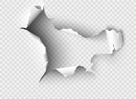 ragged Hole torn in ripped paper on transparent backgroundのイラスト素材