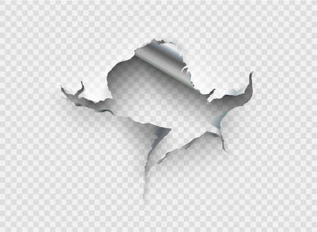 ragged Hole torn in ripped metal on transparent backgroundのイラスト素材
