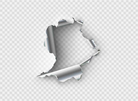 ragged Hole torn in ripped metal on transparent backgroundのイラスト素材