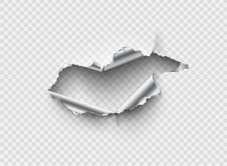 ragged Hole torn in ripped metal on transparent backgroundのイラスト素材