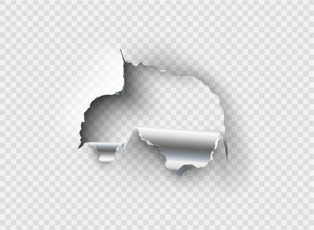 ragged Hole torn in ripped metal on transparent backgroundのイラスト素材