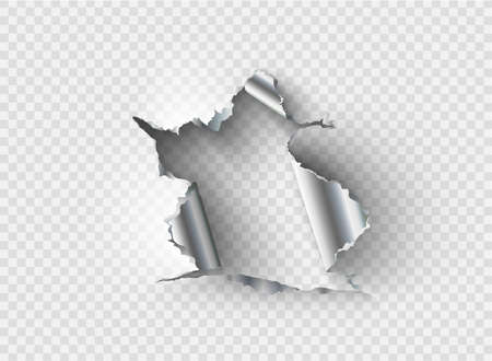 ragged Hole torn in ripped metal on transparent backgroundのイラスト素材