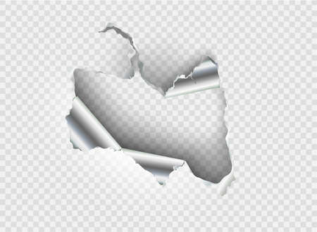 ragged Hole torn in ripped metal on transparent backgroundのイラスト素材