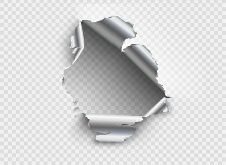 ragged Hole torn in ripped metal on transparent backgroundのイラスト素材