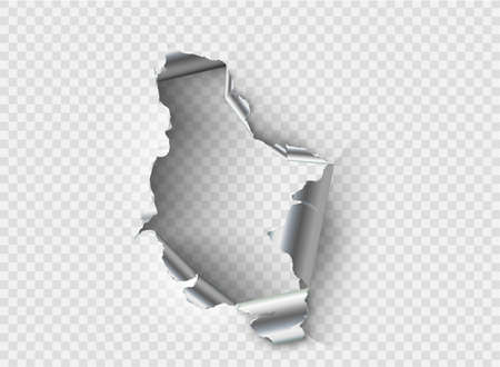 ragged Hole torn in ripped metal on transparent backgroundのイラスト素材