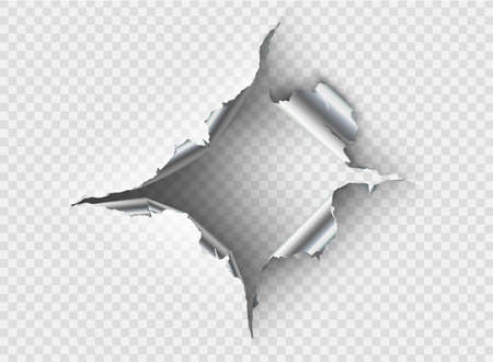 ragged Hole torn in ripped metal on transparent backgroundのイラスト素材