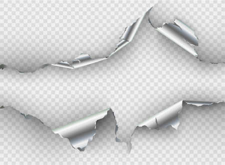 ragged Hole torn in ripped metal on transparent backgroundのイラスト素材
