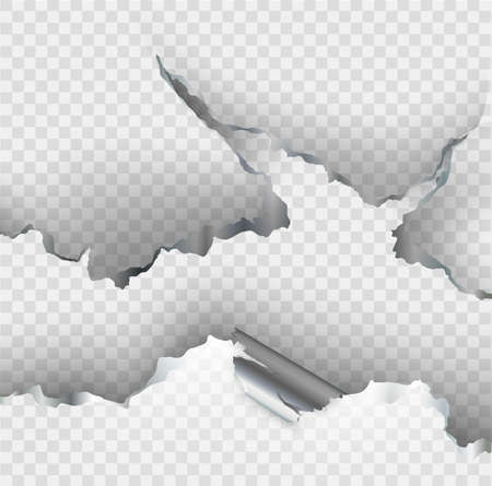 ragged Hole torn in ripped metal on transparent backgroundのイラスト素材