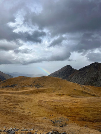 cloudy weather in the mountains with fogの写真素材