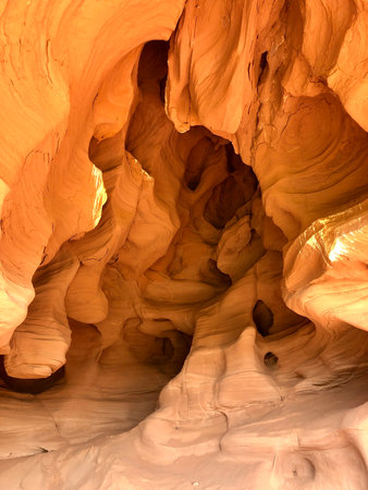 mountain patterns and cave shapes at sunsetの写真素材