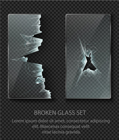 Glass framework, broken glass setのイラスト素材