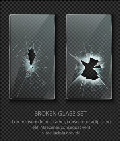 Glass framework, broken glass setのイラスト素材