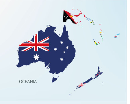 the oceania map divided by countriesのイラスト素材