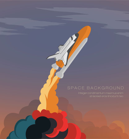 smoke of the launch pad Shuttle flies into spaceのイラスト素材