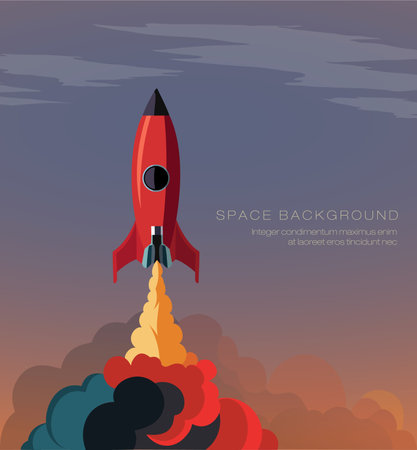smoke of the launch pad Shuttle flies into spaceのイラスト素材