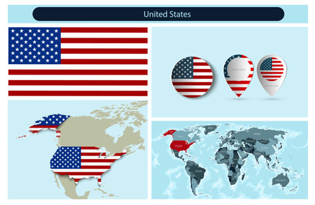 political infographics made from maps and flagsのイラスト素材