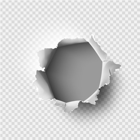 ragged Hole torn in ripped paper on transparent backgroundのイラスト素材