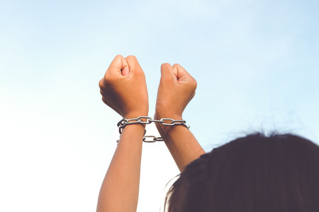 Hands are not free was locked by chain, Lack of freedom