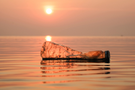 Plastic bottles pollution in ocean ,Environmental pollution. Ecological problem.の写真素材