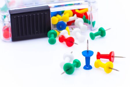 Colorful Pins in white background