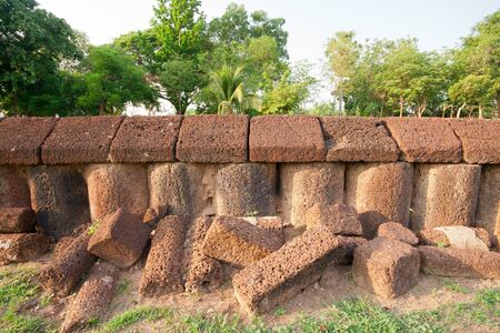 Walls of old temples at Wat Phra Sri Rattana Mahathat Sukhothai,Thailandの写真素材