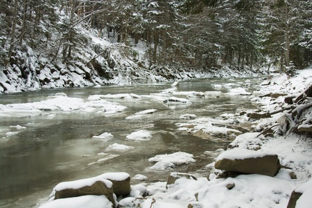 Carpathian mountains at winter, Ukraineの写真素材