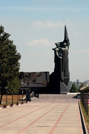 Soviet monument dedicated to victory in Second World War situated in Lenin Comsomol Park in in Donetsk, Ukraineのeditorial素材
