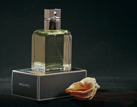 Kiev, Ukraine - February 15, 2011: Calvin Klein Eternity fragrance for men bottle and pack against black background.のeditorial素材