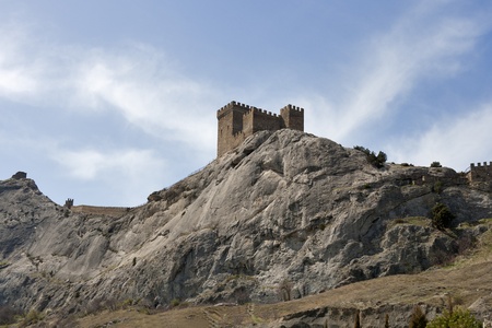 Walls of Genoese fortress in Sudak, Crimea, Ukraine のeditorial素材
