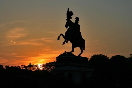 Emperor from Vienna - Franz Joseph I statue at sunsetの写真素材