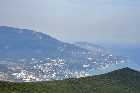 Yalta and Bear Mountain view from Mountain Ai-Petri. Crimea, Ukraine.の写真素材