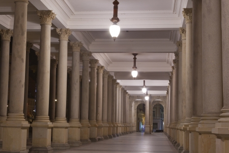 Night Karlovy Vary Colonnade, Czech Republic の写真素材
