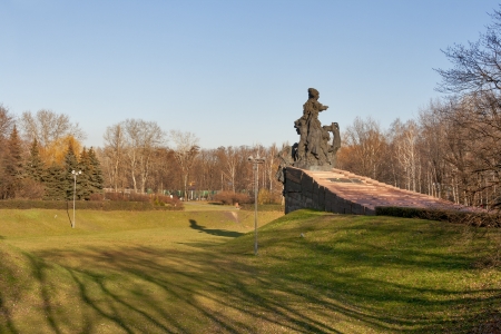Monument to the murdered ones in Babi Yar. Kiev, Ukraine. It is a site of series massacres carried out by the Nazis during the Second World War. Monument was erected in 1976.のeditorial素材