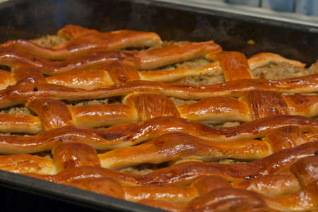 fresh homemade potpie background macroの写真素材