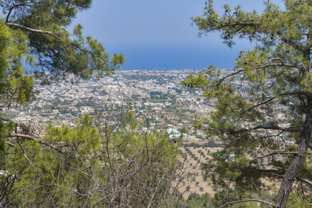 Rhodes landscape from the high mountainの写真素材