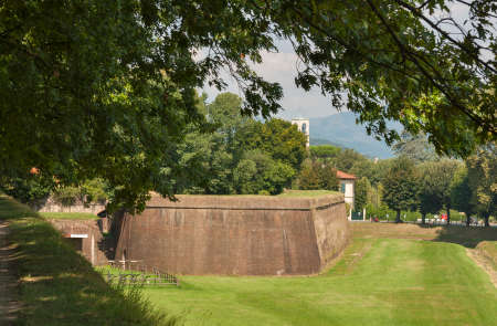 Lucca medieval surrounding city walls, Italyの写真素材