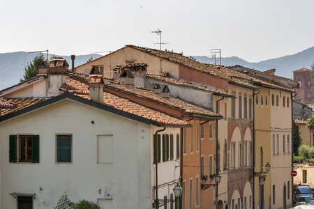 Ancient Lucca cityscape, Tuscany, Italyの写真素材
