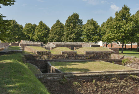 Lucca medieval city bastions, Tuscany, Italyの写真素材