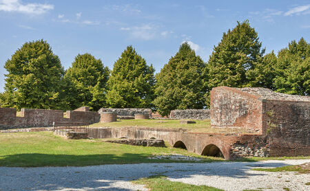 Lucca medieval city bastions, Tuscany, Italyの写真素材