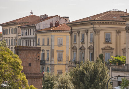 Ancient Lucca cityscape, Tuscany, Italyの写真素材
