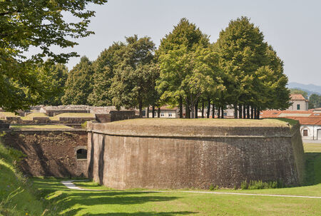 Lucca medieval surrounding city walls, Italyの写真素材