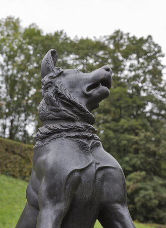 Dog statue in Tivoli Park in front of Tivoli castle. Ljubljana, Slovenia.のeditorial素材