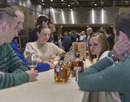 KIEV, UKRAINE - NOVEMBER 21, 2015: Unrecognized young people visit The Glenrothes Speyside Single...