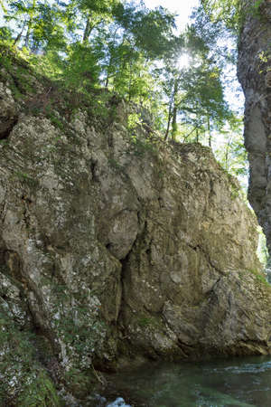 Vintgar gorge view from the bottom up. Bled, Slovenia.の写真素材